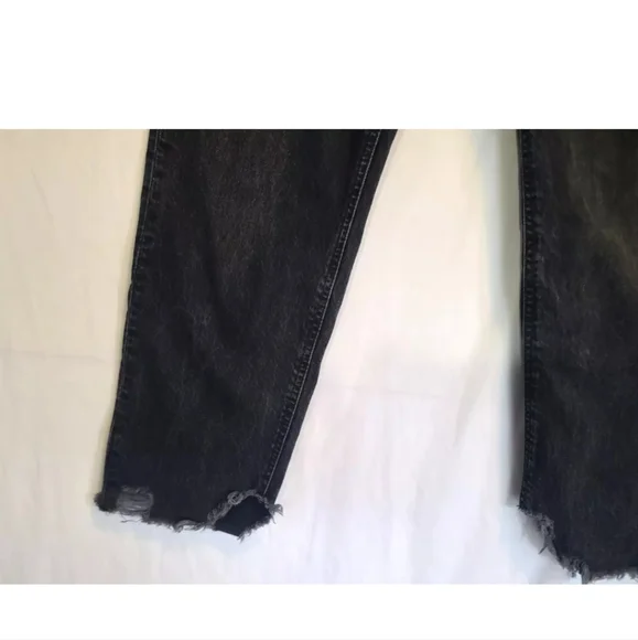 Free People We The Free Tapered Baggy Boyfriend Jeans 28 Frayed Hem High Rise - Picture 5 of 8